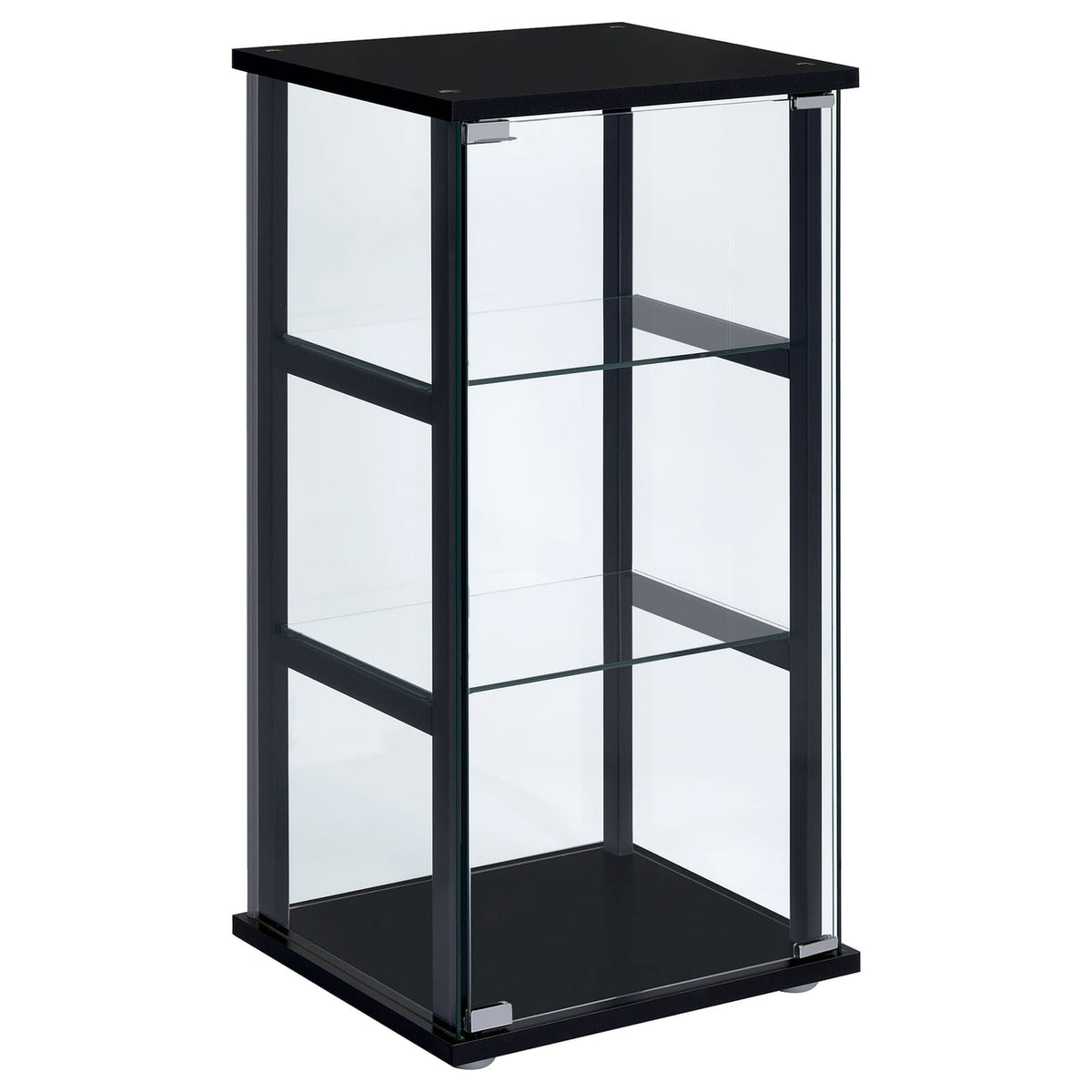 Black 3-Shelf Solid Wood Curio Cabinet - Primary Living Space