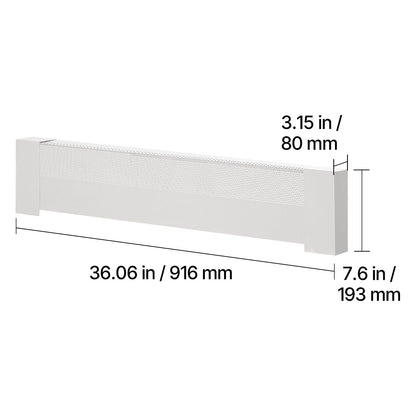 3ft White Baseboard Heater Cover - Steel Protection