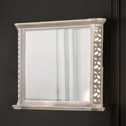 Beige Traditional Dresser Mirror with LED Lighting