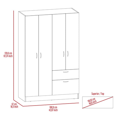 Armoire Alpes: Black & White Bedroom Wardrobe - 67.2" Tall