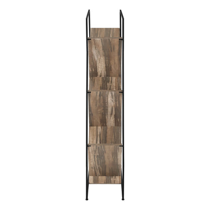 Brown Metal 5 Tier Bookshelf - 60" Tall for Living Room
