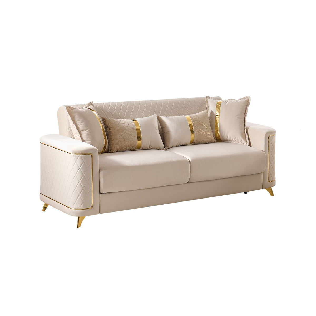 Ivory Polyester Sofa - 88" Modern Sofa