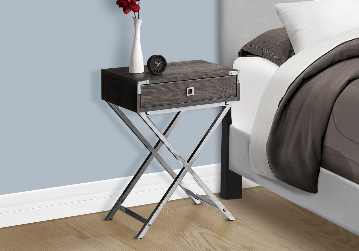 Taupe MDF End Table with Storage Drawer for Bedroom Nightstand for Living Room