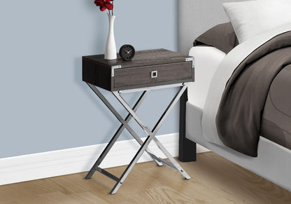 Taupe MDF End Table with Storage Drawer for Bedroom Nightstand for Living Room