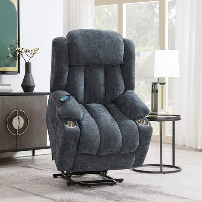 Blue Power Lift Recliner - Heating & Massage Comfort