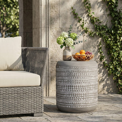 Lightweight Concrete Outdoor Side Table - 15.5" H, Magnesium Oxide