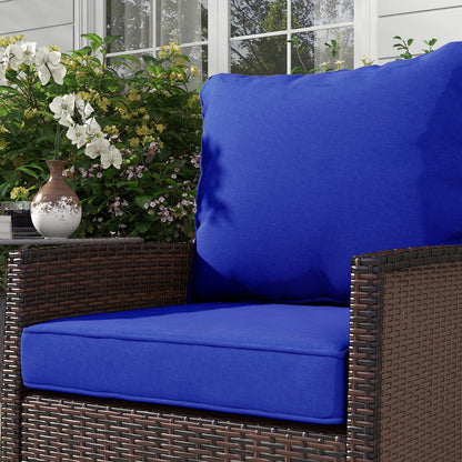 Blue Fabric Patio Chair Cushions - Set of Four