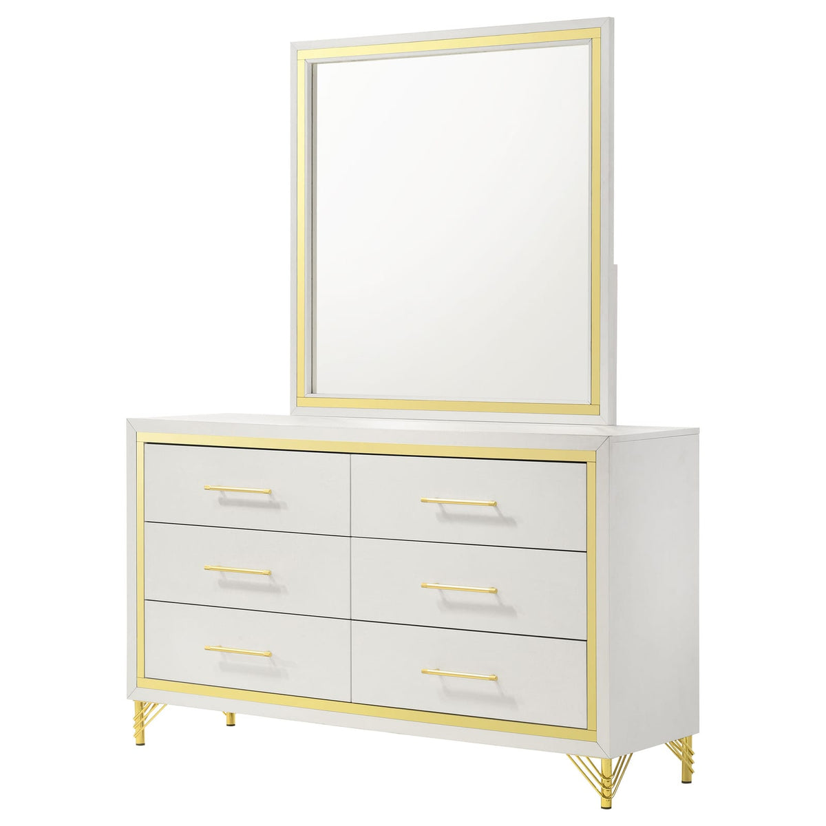 White 6-Drawer Dresser with Mirror - Bedroom Storage