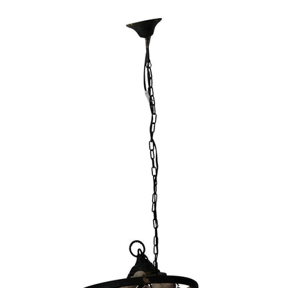 Large Beige Iron Beaded Chandelier - 4 Lights