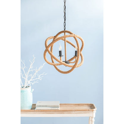 Beige Brown Jute 3-Light Farmhouse Chandelier