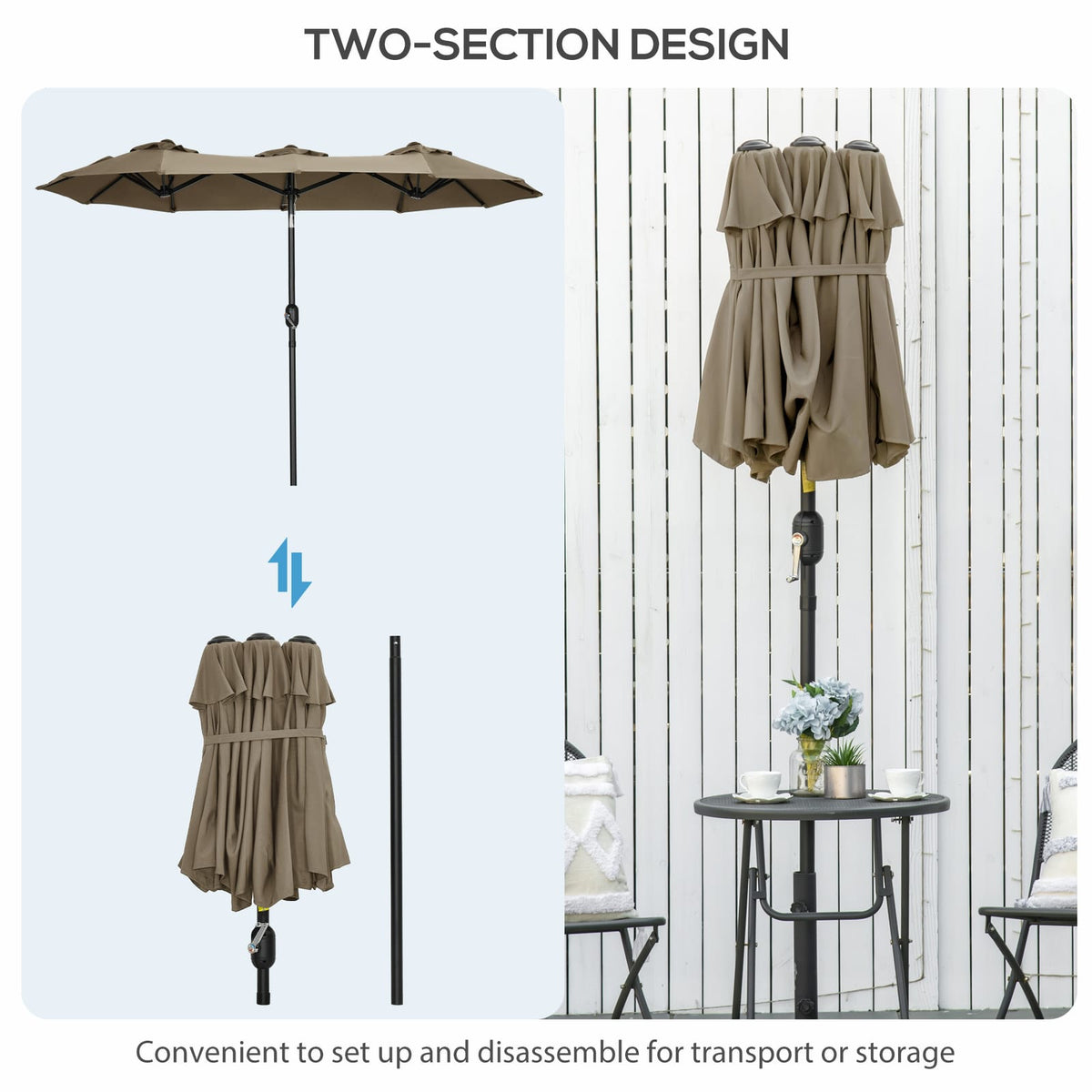 Light Brown Patio Umbrella 9.5 Foot - Outdoor Shade