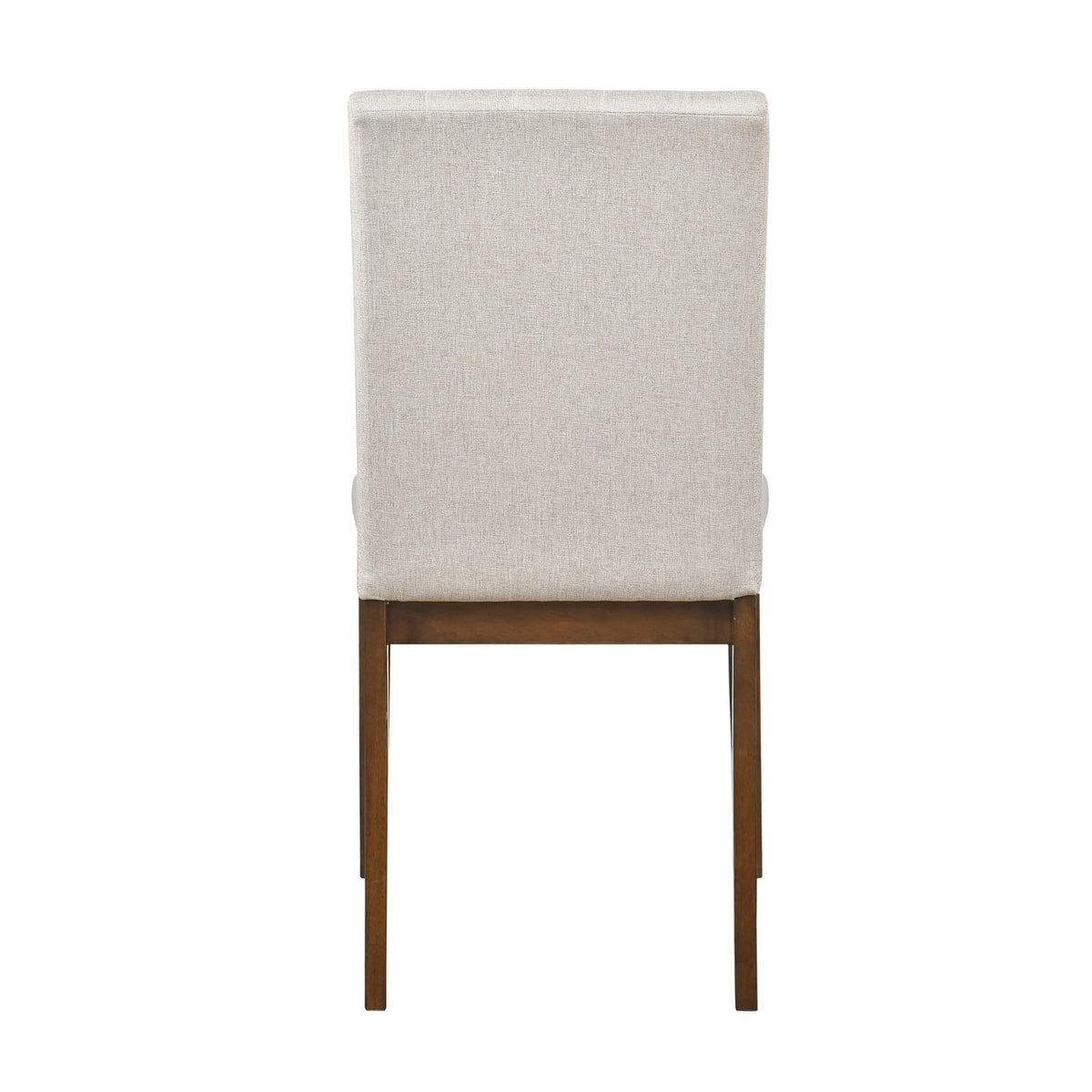 Brown Wood Dining Chairs Set of 2 with Beige Fabric Upholstery