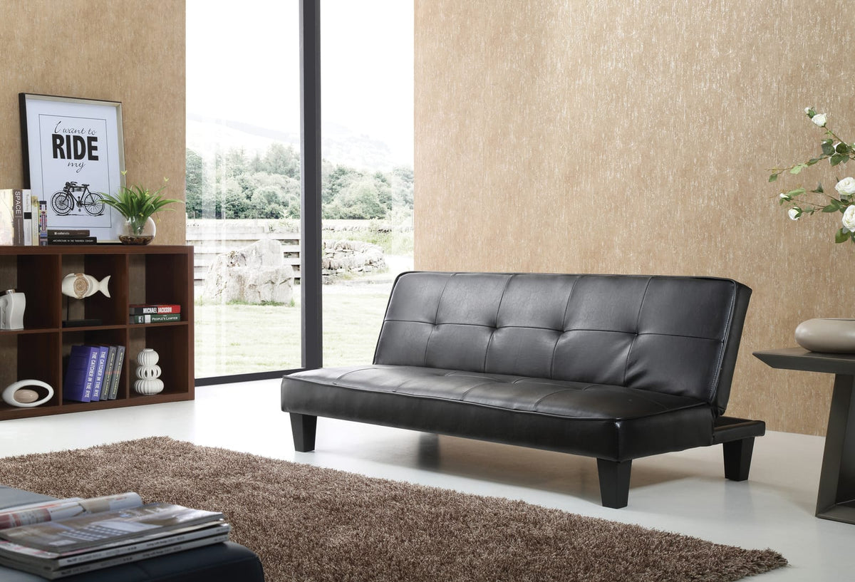 Black Sofa Bed - Beige Foam, 2 Seats for Living Room