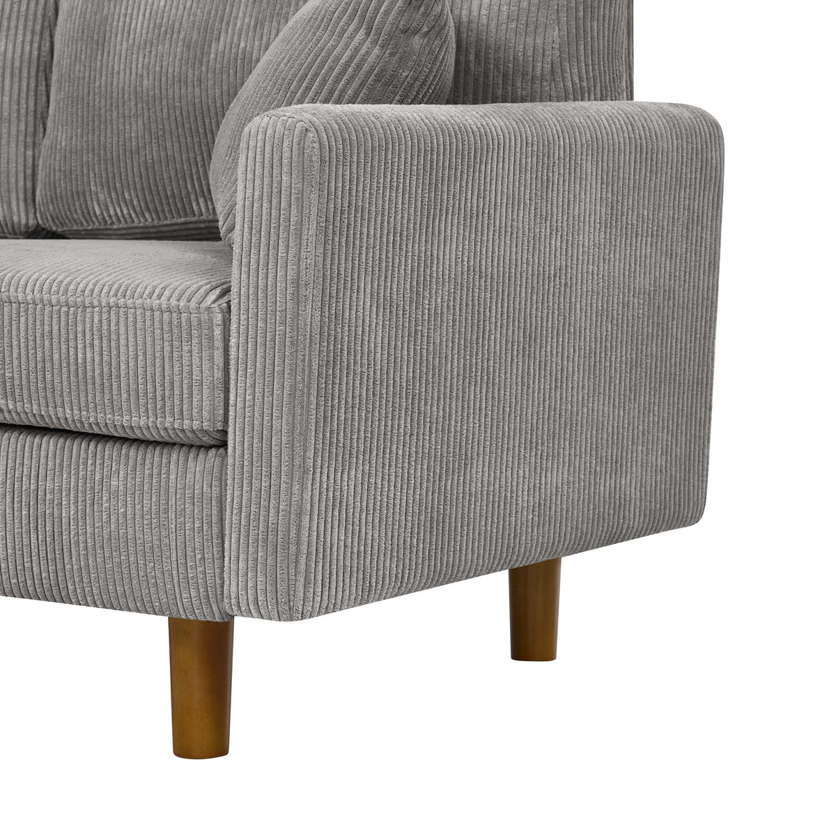 Light Gray 3 Seat Corduroy Sectional Sofa