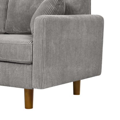 Light Gray 3 Seat Corduroy Sectional Sofa