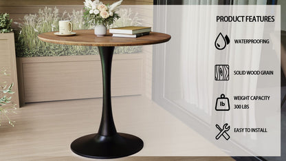 31.5" Round Walnut Dining Table - Kitchen Bistro Table for Dining Room