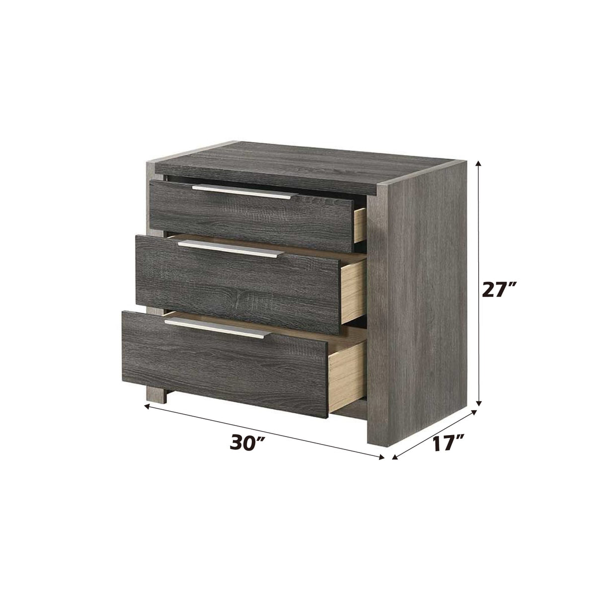 Jehoram Gray Finish Nightstand - Storage & Style