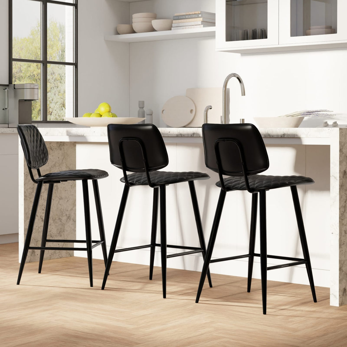 Black Wood Counter Height Stools Set of 2