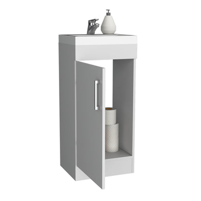 White Bathroom Vanity with Single Door & Shelf