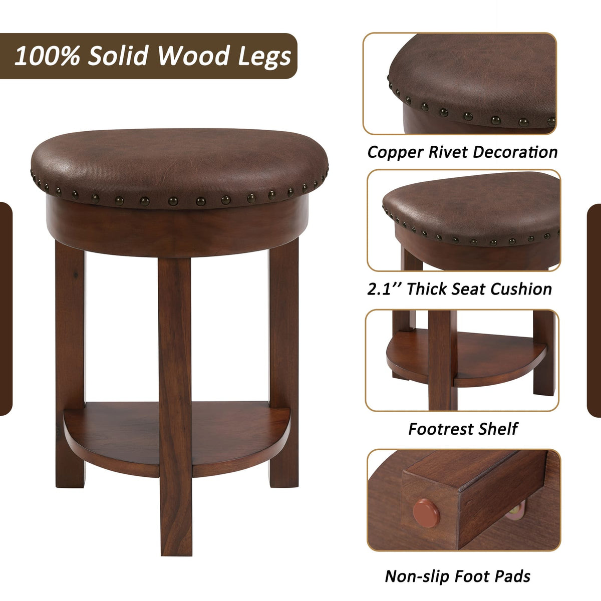 Cherry Solid Wood Bar Table Set with 3 Stools - 60" Dining Table for Dining Room