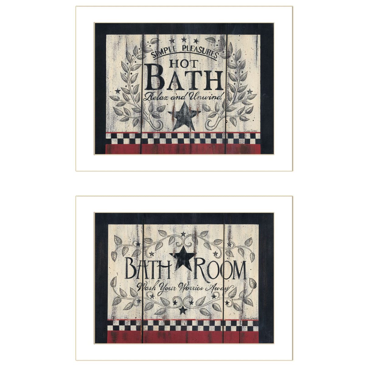 White Linda Spivey 2 Piece Bath Vignette Art