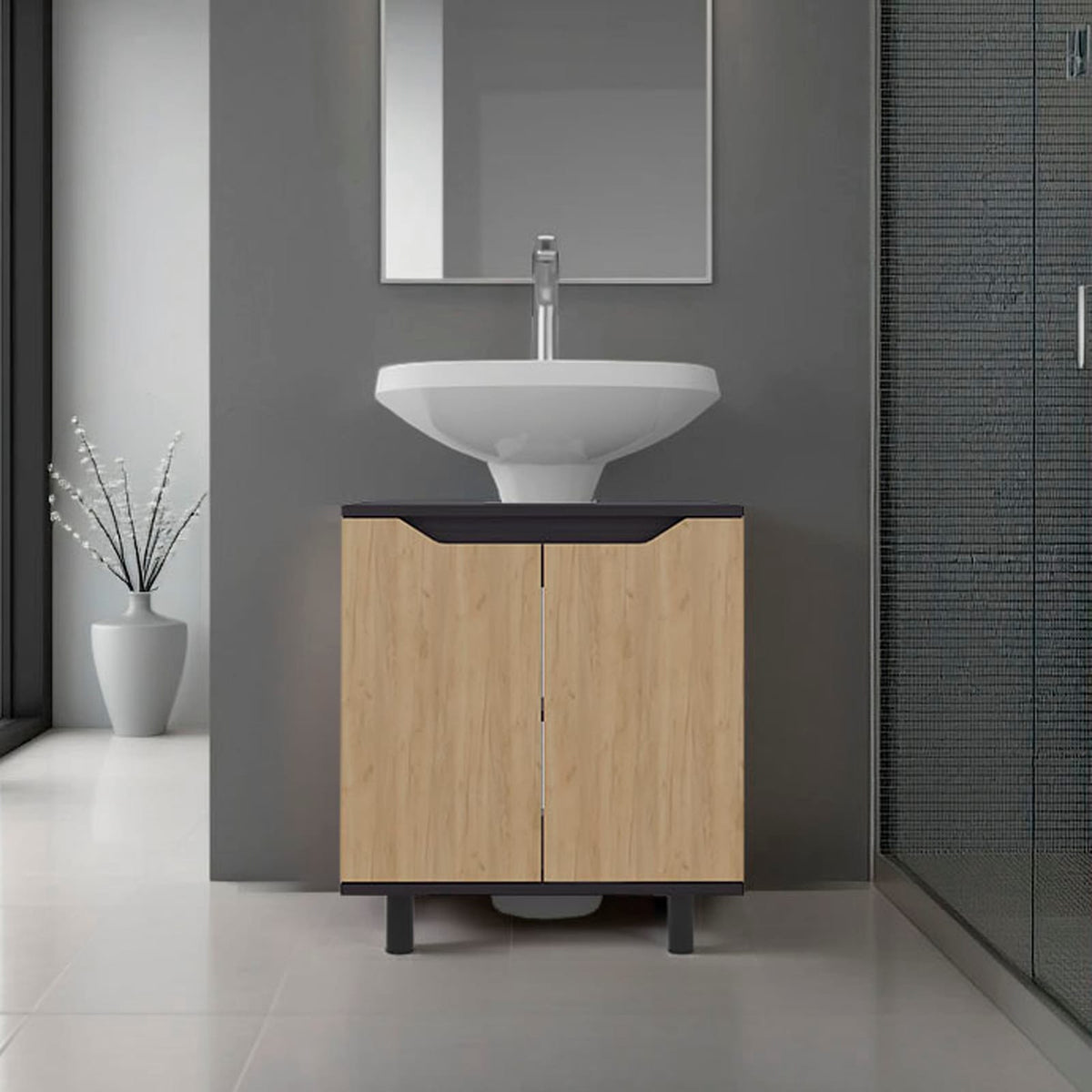 Marlo Under Sink Cabinet - Black, 22" Wide Storage for Bathrooms