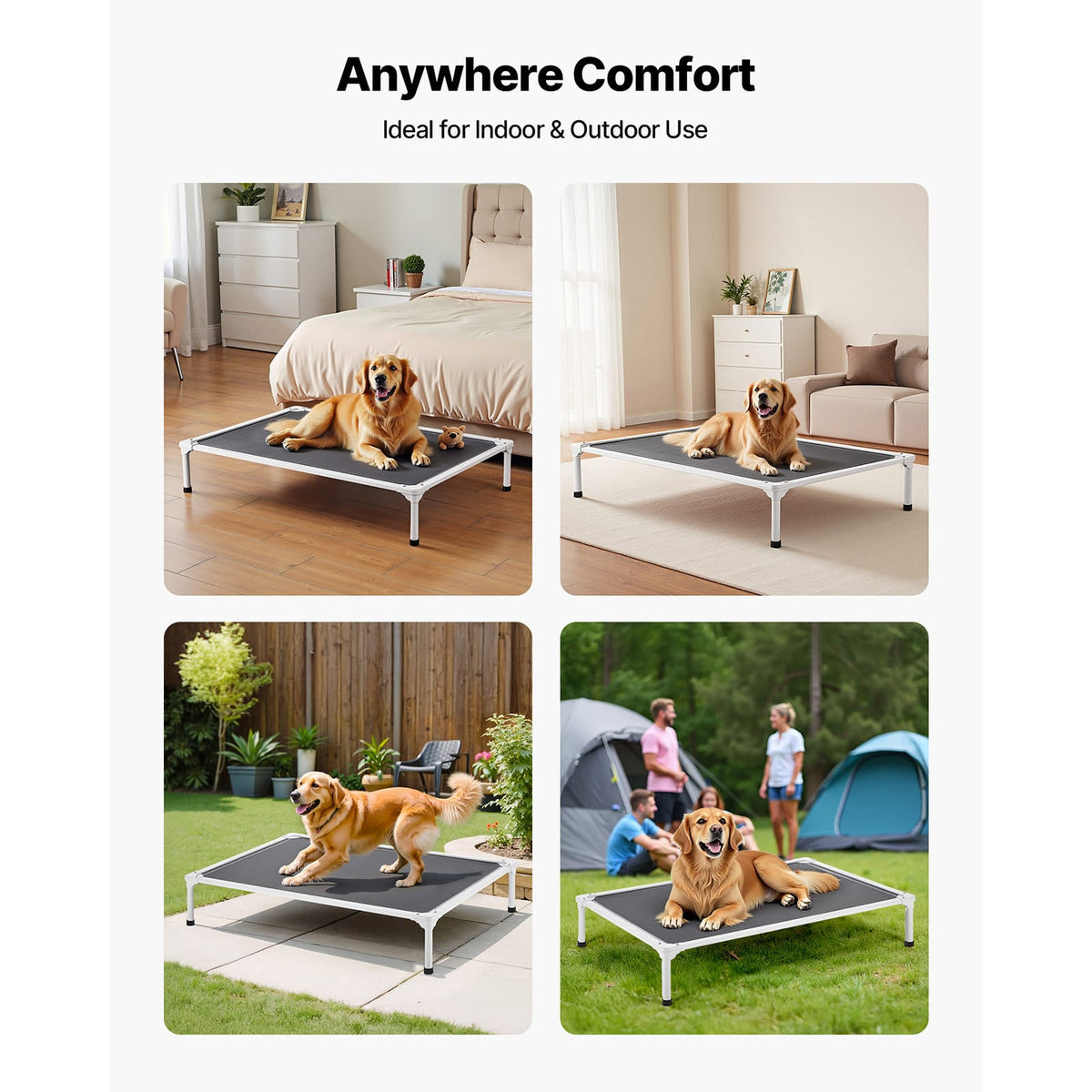 Gray Aluminum Elevated Dog Bed - 49" XL for Medium Dogs