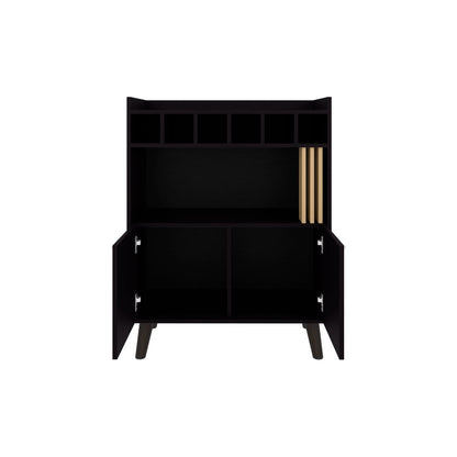Black & Natural Oak Bar Cabinet - 2 Doors, 1 Shelf