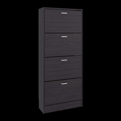 Black Shoe Rack - 4 Shelves, Storage Cabinet for Living Room