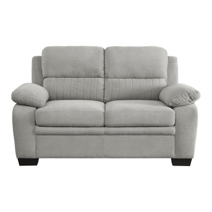 Modern Gray Sofa Set - Plush 2-Piece Loveseat & Sofa with Solid Wood Frame
