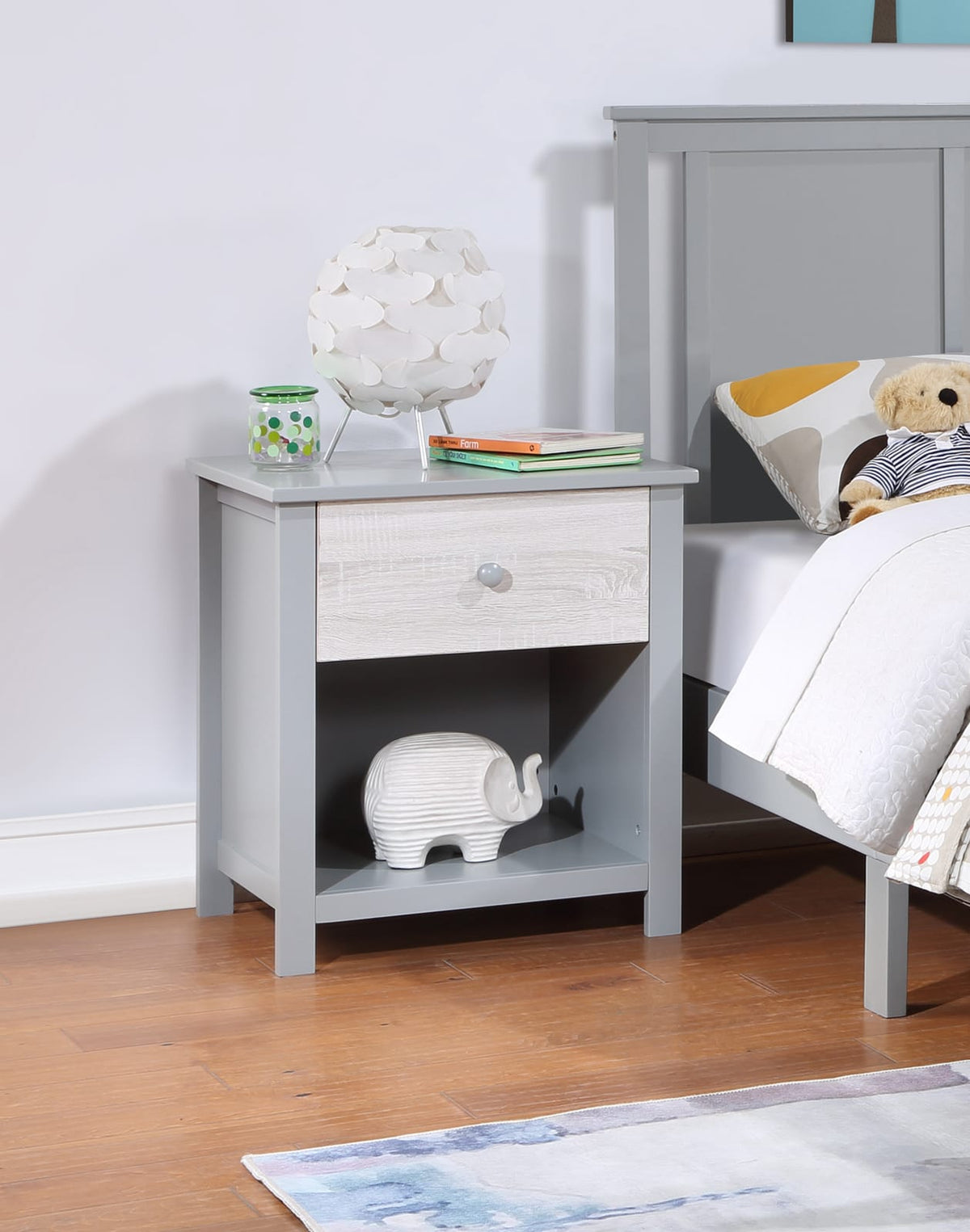 Gray Solid Wood Kids Bed Frame - Twin Size