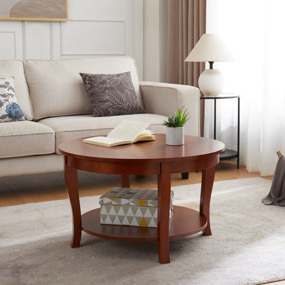 Walnut Round Coffee Table - 30" Diameter, Solid Wood for Living Room