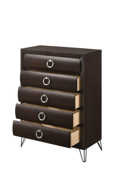 Dark Brown 5-Drawer Chest - Bedroom Storage