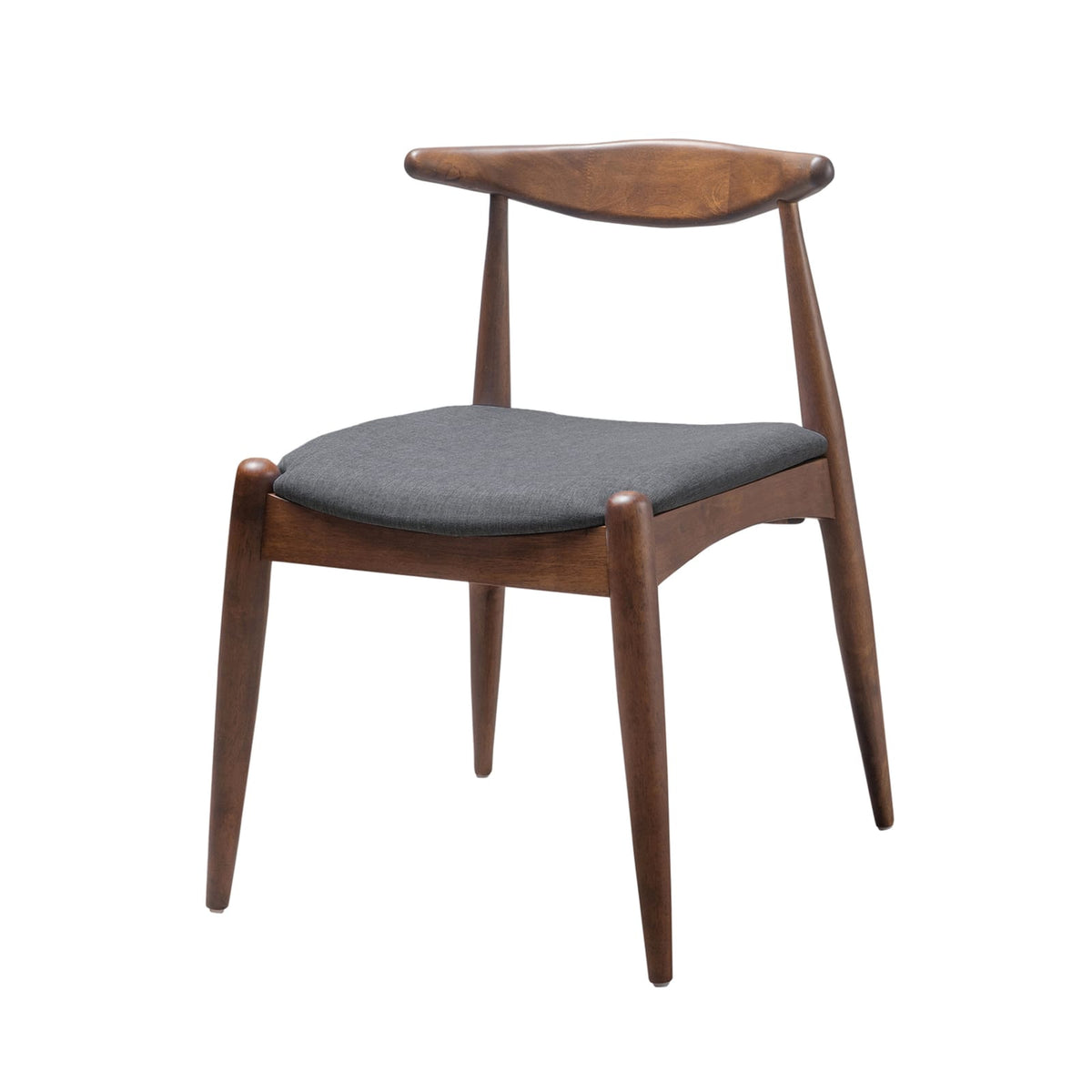 Mid-Century Modern Dining Chairs Set of 2 - Charcoal & Walnut