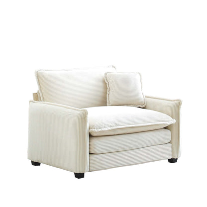 Beige Corduroy Single Sofa - Comfortable Club or Bedroom Seat for Living Room