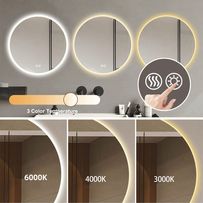 Silver LED Bathroom Mirror - 23.6" Wall Mounted Vanity Mirror with Defog