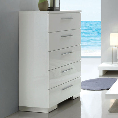 White Solid Wood Chest with Felt-Lined Drawers for Bedroom Storage