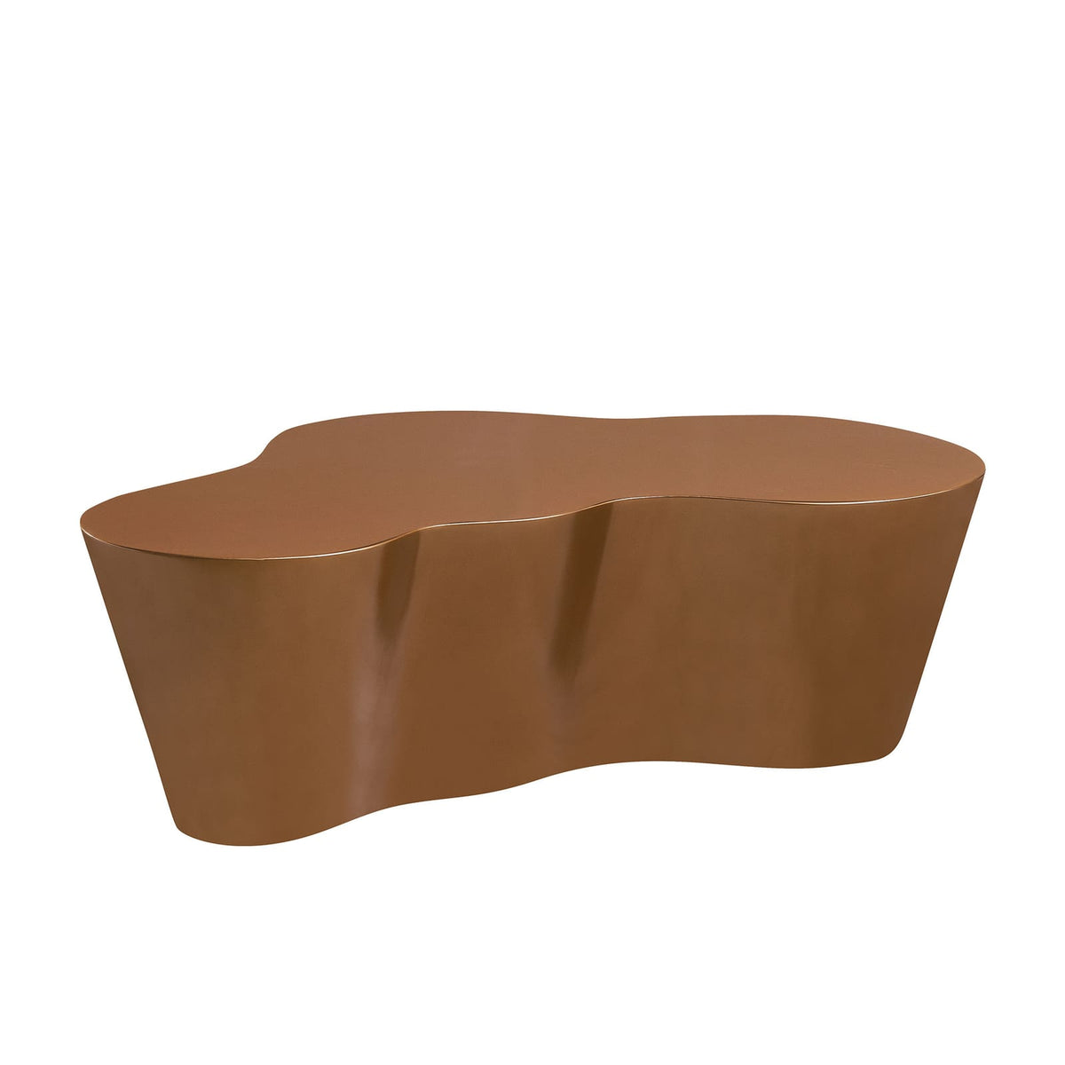 Unique 50 Inch Mid-Century Modern Coffee Table - Brown Fiberglass for Living Room