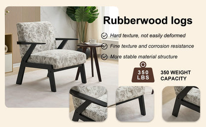 Beige Grey Polyester Armchair - Living Room Accent Chair
