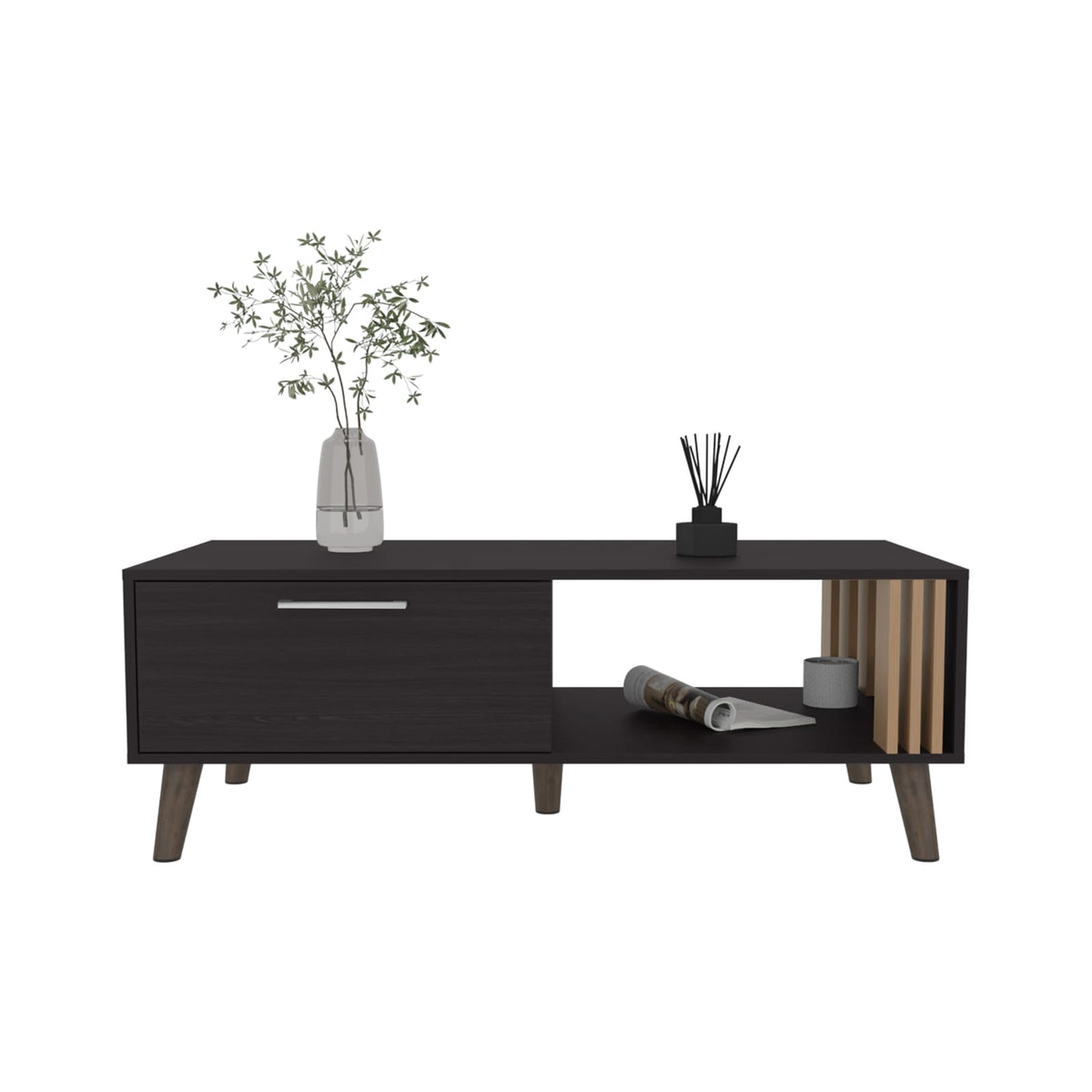 Multicolor Rectangular Coffee Table - 1 Door, 1 Shelf for Living Room