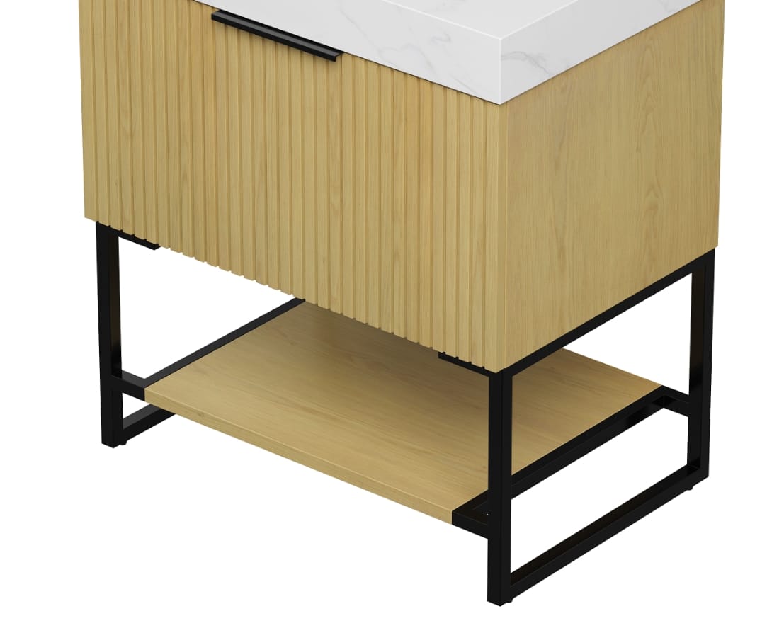 Golden Oak Bathroom Vanity Cabinet - 30" Freestanding Storage