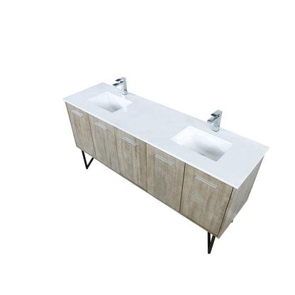 Rustic Acacia Double Bath Vanity - Storage & Quartz Top