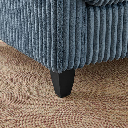 Blue Corduroy Foam Bean Bag Chair - Single Sofa for Living Room