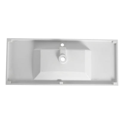 48" Gloss White Resin Bathroom Sink - Durable & Modern