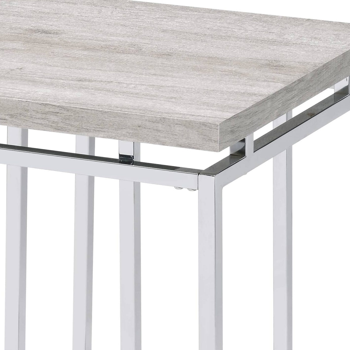 Natural Oak and Chrome End Table - Modern Storage Side Table