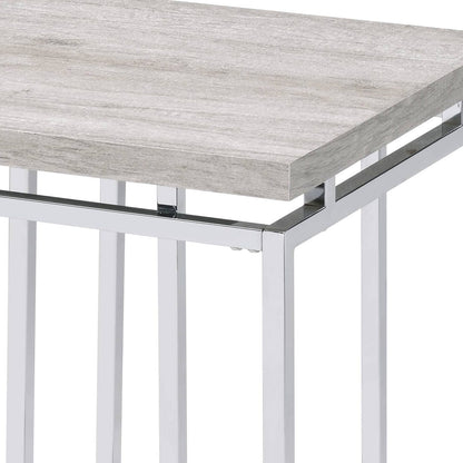 Natural Oak and Chrome End Table - Modern Storage Side Table
