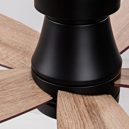 32 Inch Low Profile Ceiling Fan with Light - Black & Dark Walnut
