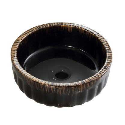 15"X15" Black Bathroom Sink Above Counter Small Bowl Vessel Bathroom Sink Ceramic