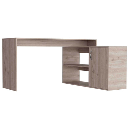 Axis Modern L-Shaped Computer Desk - Light Gray Storage