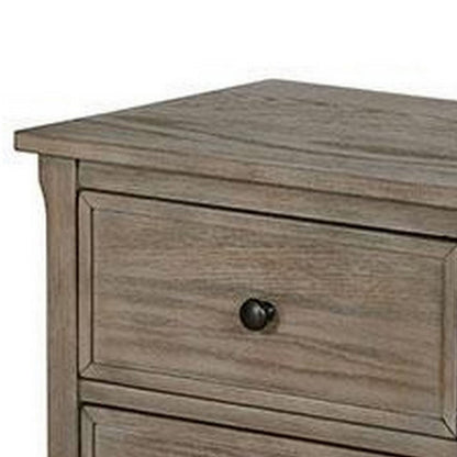 2 Drawer Wooden Nightstand - Gray Solid Wood